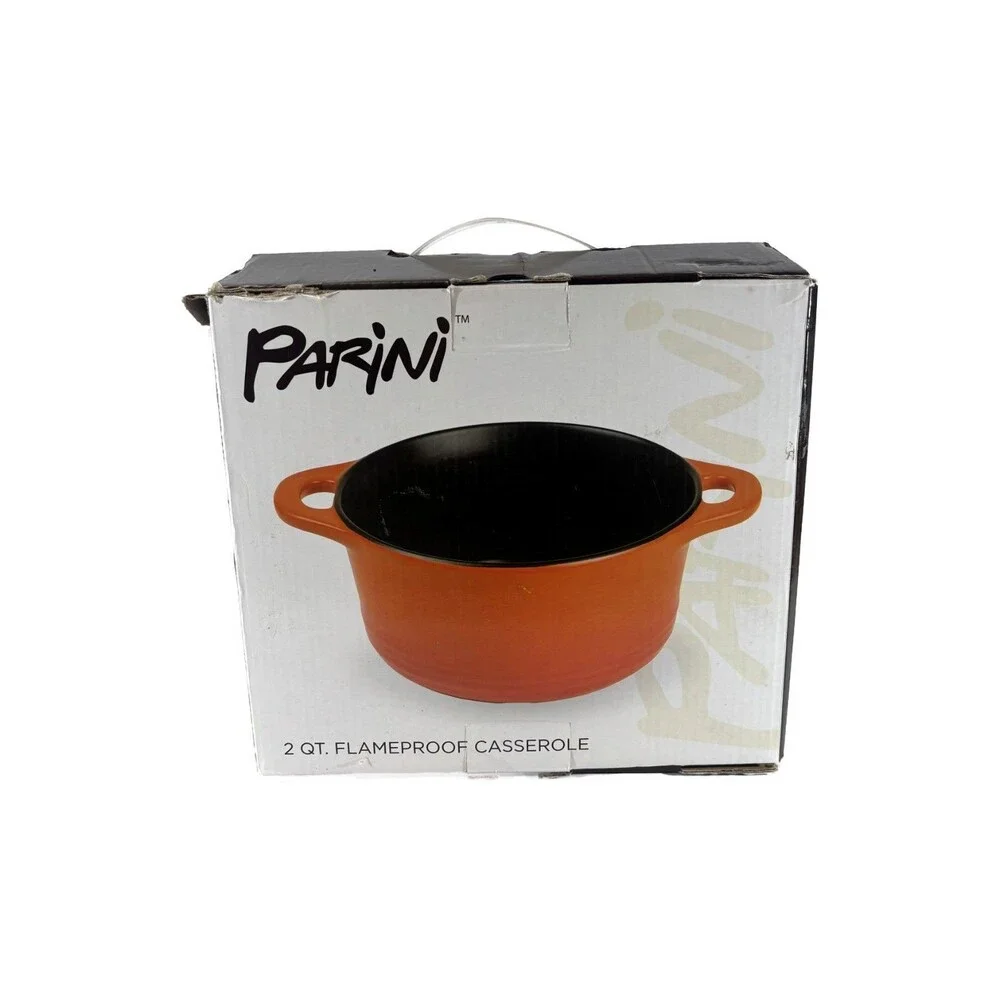 Parini 2 Qt Flameproof Casserole Dish w/ Lid Orange